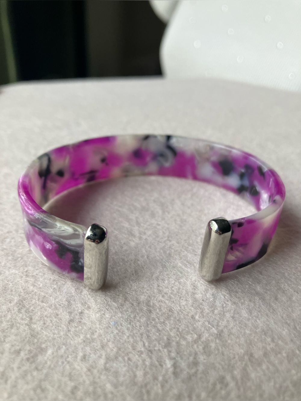 Purple tortoise shell acrylic cuff bracelet